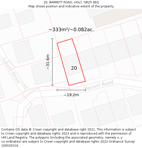 20, BARRETT ROAD, HOLT, NR25 6EQ: Plot and title map