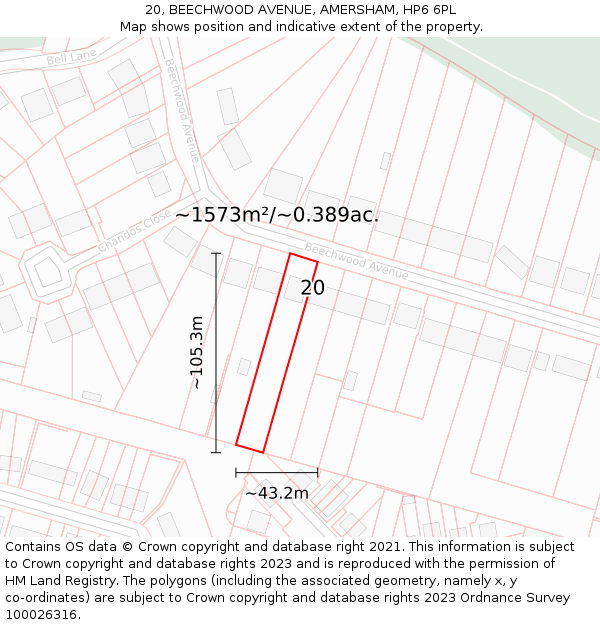 20, BEECHWOOD AVENUE, AMERSHAM, HP6 6PL: Plot and title map