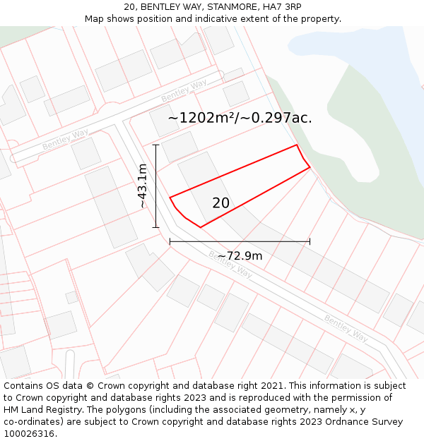 20, BENTLEY WAY, STANMORE, HA7 3RP: Plot and title map