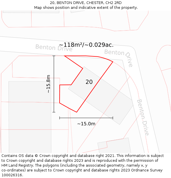 20, BENTON DRIVE, CHESTER, CH2 2RD: Plot and title map