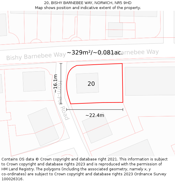 20, BISHY BARNEBEE WAY, NORWICH, NR5 9HD: Plot and title map