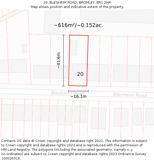 20, BLENHEIM ROAD, BROMLEY, BR1 2HA: Plot and title map