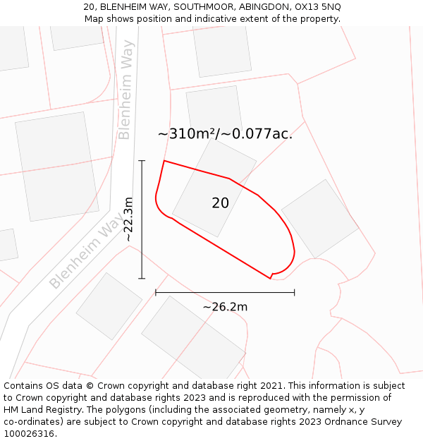 20, BLENHEIM WAY, SOUTHMOOR, ABINGDON, OX13 5NQ: Plot and title map