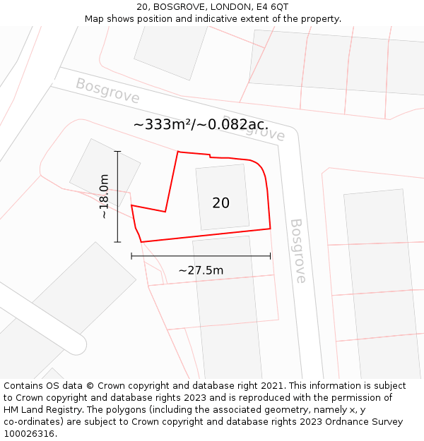 20, BOSGROVE, LONDON, E4 6QT: Plot and title map