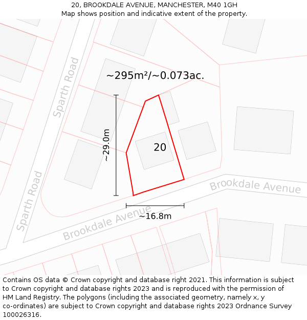 20, BROOKDALE AVENUE, MANCHESTER, M40 1GH: Plot and title map