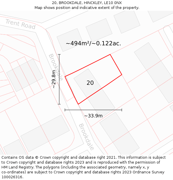 20, BROOKDALE, HINCKLEY, LE10 0NX: Plot and title map