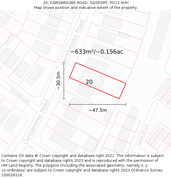 20, CARISBROOKE ROAD, GOSPORT, PO13 0HH: Plot and title map