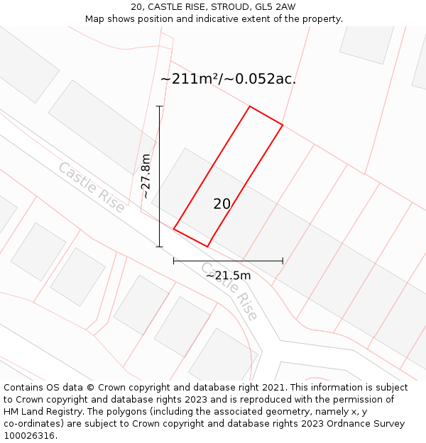 20, CASTLE RISE, STROUD, GL5 2AW: Plot and title map