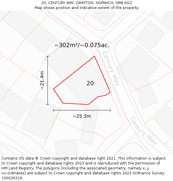 20, CENTURY WAY, DRAYTON, NORWICH, NR8 6GZ: Plot and title map