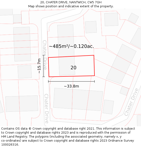 20, CHATER DRIVE, NANTWICH, CW5 7GH: Plot and title map