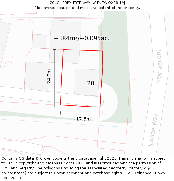 20, CHERRY TREE WAY, WITNEY, OX28 1AJ: Plot and title map