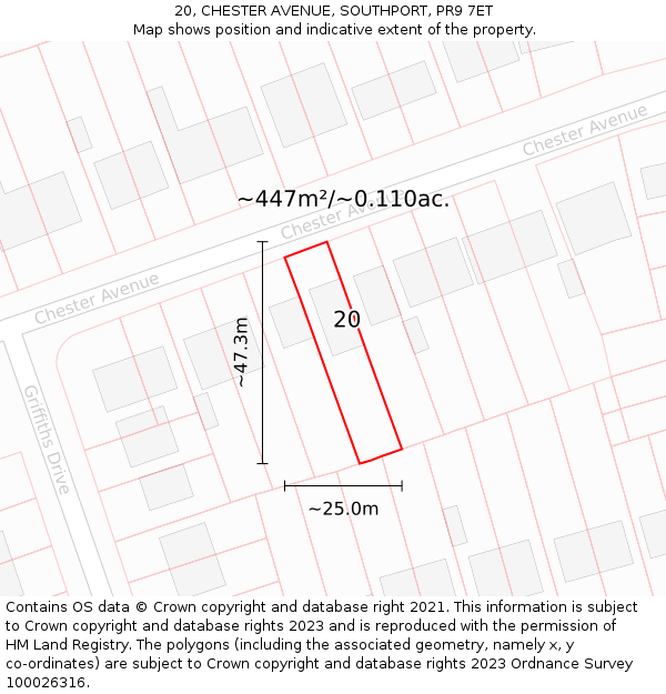 20, CHESTER AVENUE, SOUTHPORT, PR9 7ET: Plot and title map