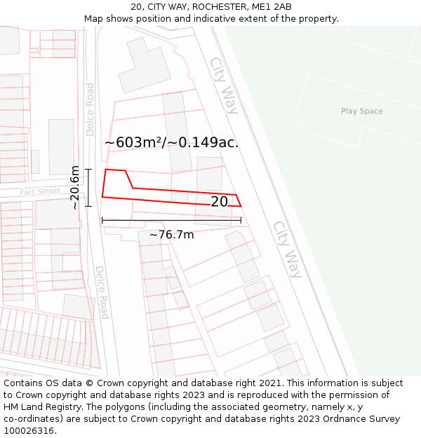 20, CITY WAY, ROCHESTER, ME1 2AB: Plot and title map