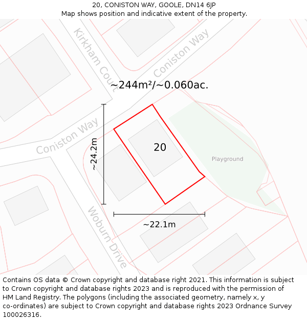 20, CONISTON WAY, GOOLE, DN14 6JP: Plot and title map