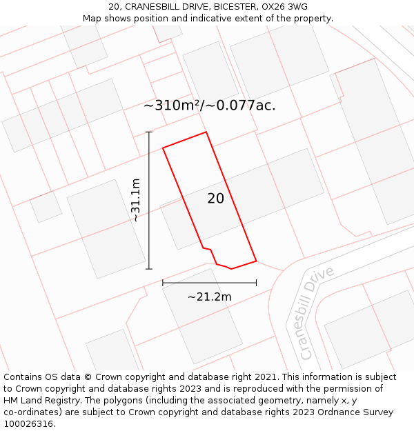 20, CRANESBILL DRIVE, BICESTER, OX26 3WG: Plot and title map