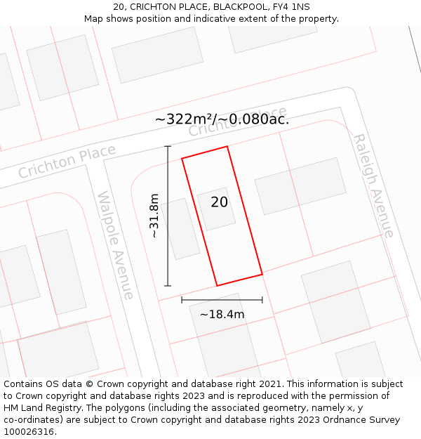 20, CRICHTON PLACE, BLACKPOOL, FY4 1NS: Plot and title map