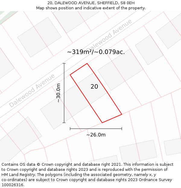 20, DALEWOOD AVENUE, SHEFFIELD, S8 0EH: Plot and title map