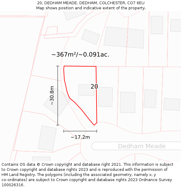 20, DEDHAM MEADE, DEDHAM, COLCHESTER, CO7 6EU: Plot and title map