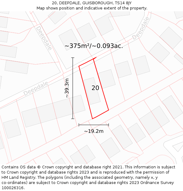 20, DEEPDALE, GUISBOROUGH, TS14 8JY: Plot and title map