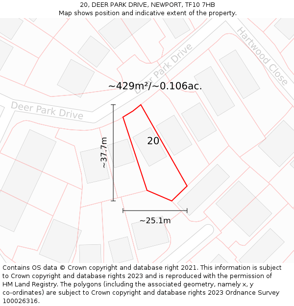 20, DEER PARK DRIVE, NEWPORT, TF10 7HB: Plot and title map