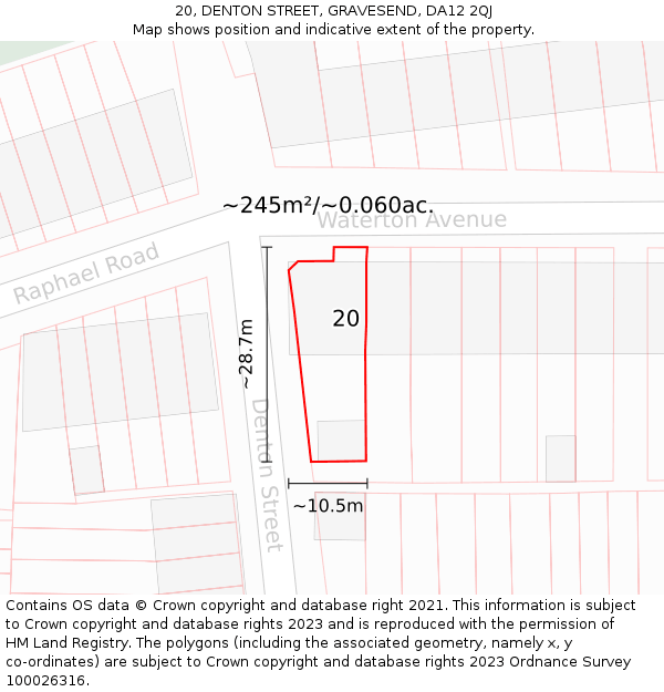 20, DENTON STREET, GRAVESEND, DA12 2QJ: Plot and title map