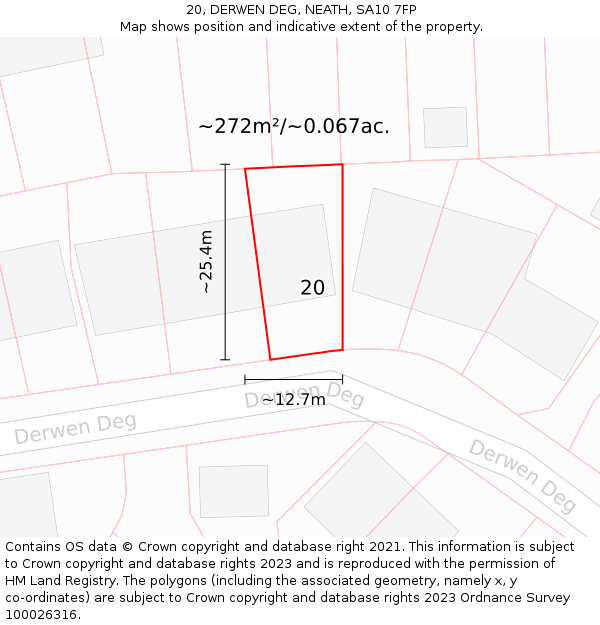 20, DERWEN DEG, NEATH, SA10 7FP: Plot and title map