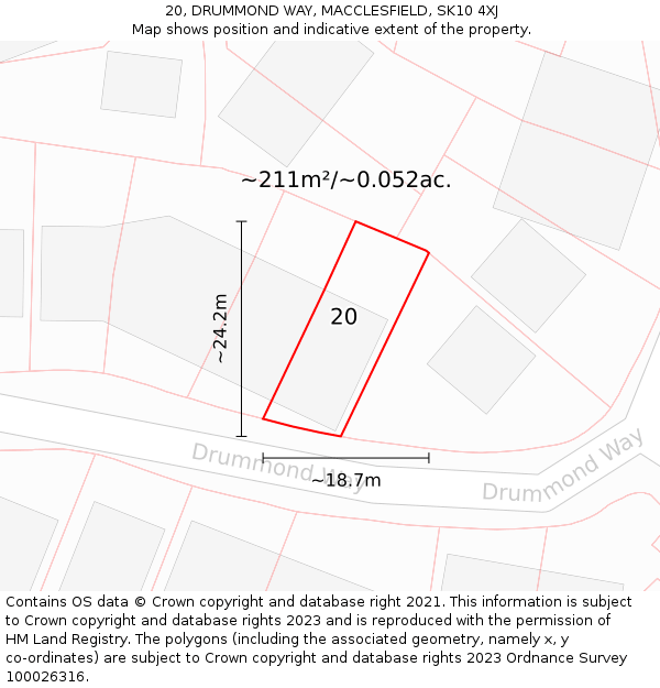 20, DRUMMOND WAY, MACCLESFIELD, SK10 4XJ: Plot and title map