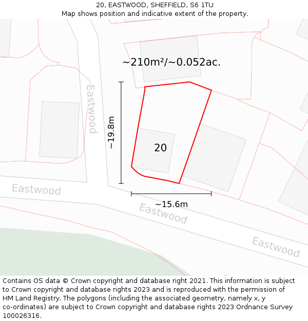 20, EASTWOOD, SHEFFIELD, S6 1TU: Plot and title map