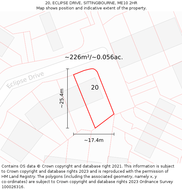 20, ECLIPSE DRIVE, SITTINGBOURNE, ME10 2HR: Plot and title map