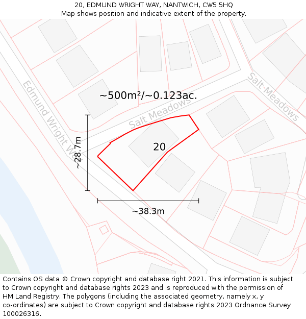 20, EDMUND WRIGHT WAY, NANTWICH, CW5 5HQ: Plot and title map