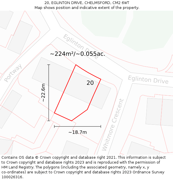 20, EGLINTON DRIVE, CHELMSFORD, CM2 6WT: Plot and title map