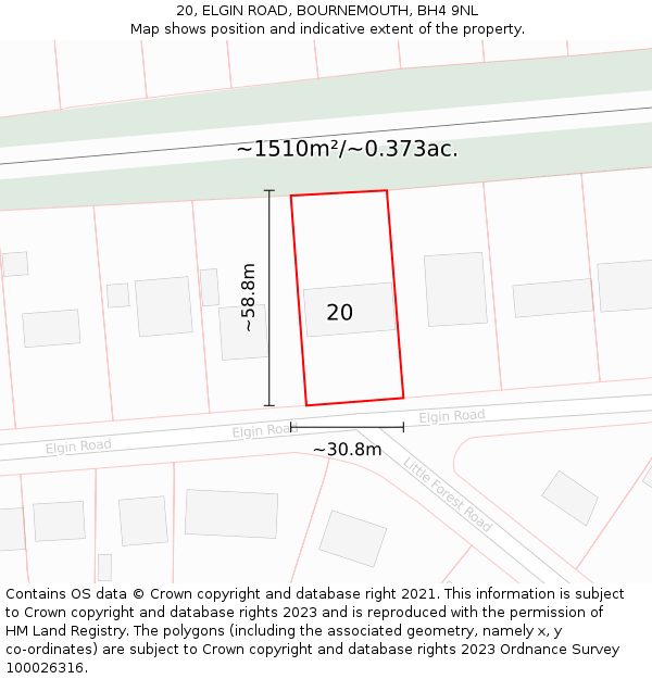 20, ELGIN ROAD, BOURNEMOUTH, BH4 9NL: Plot and title map