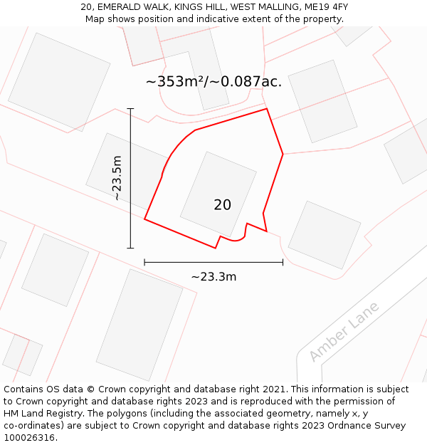 20, EMERALD WALK, KINGS HILL, WEST MALLING, ME19 4FY: Plot and title map