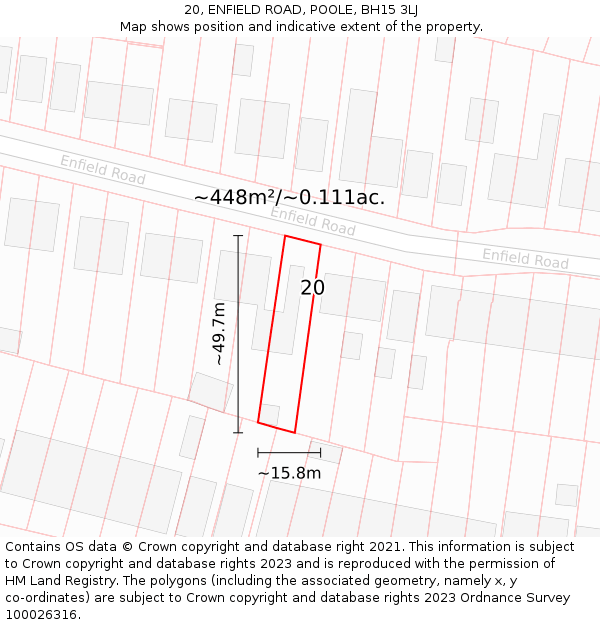 20, ENFIELD ROAD, POOLE, BH15 3LJ: Plot and title map