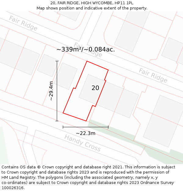 20, FAIR RIDGE, HIGH WYCOMBE, HP11 1PL: Plot and title map