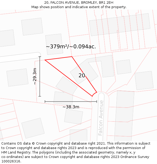 20, FALCON AVENUE, BROMLEY, BR1 2EH: Plot and title map