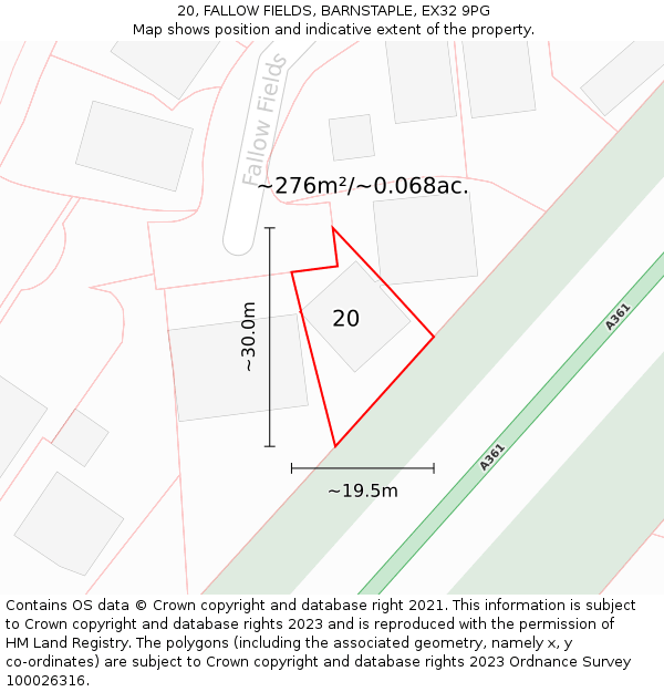 20, FALLOW FIELDS, BARNSTAPLE, EX32 9PG: Plot and title map