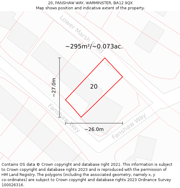 20, FANSHAW WAY, WARMINSTER, BA12 9QX: Plot and title map