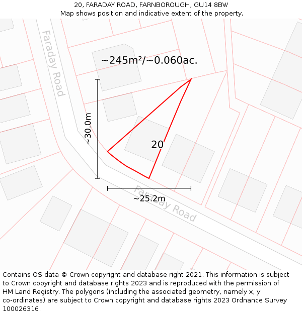 20, FARADAY ROAD, FARNBOROUGH, GU14 8BW: Plot and title map