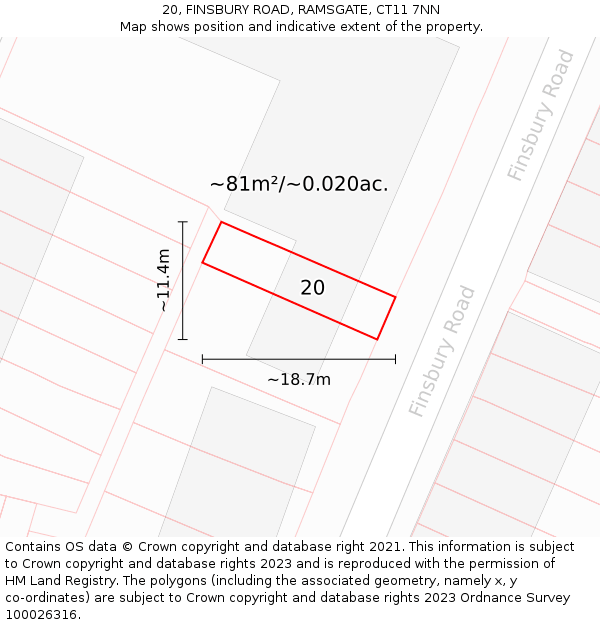 20, FINSBURY ROAD, RAMSGATE, CT11 7NN: Plot and title map