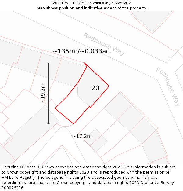 20, FITWELL ROAD, SWINDON, SN25 2EZ: Plot and title map