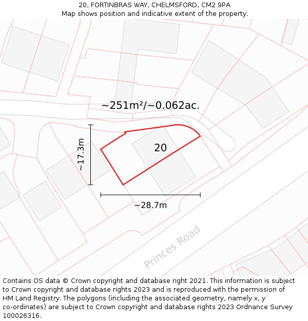 20, FORTINBRAS WAY, CHELMSFORD, CM2 9PA: Plot and title map