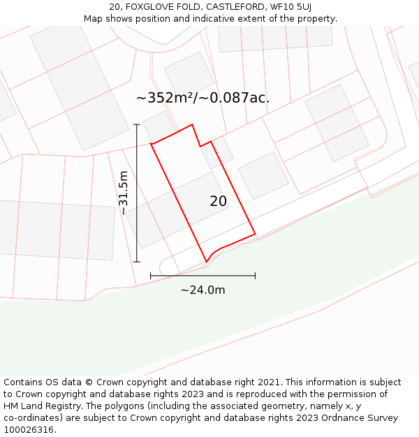 20, FOXGLOVE FOLD, CASTLEFORD, WF10 5UJ: Plot and title map