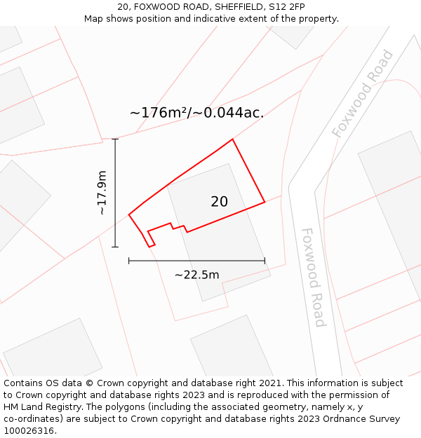 20, FOXWOOD ROAD, SHEFFIELD, S12 2FP: Plot and title map