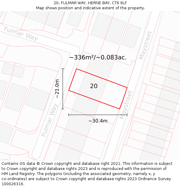 20, FULMAR WAY, HERNE BAY, CT6 6LF: Plot and title map