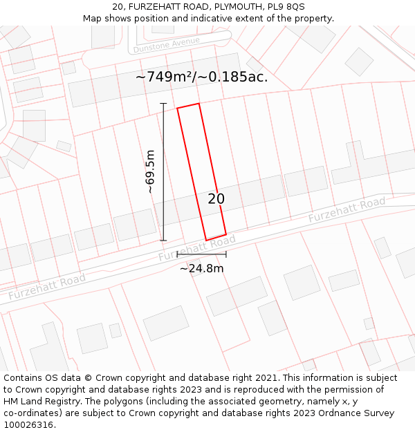 20, FURZEHATT ROAD, PLYMOUTH, PL9 8QS: Plot and title map