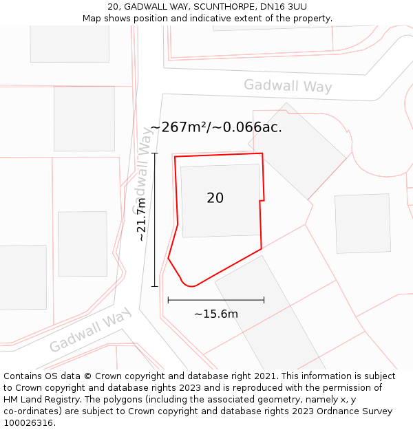 20, GADWALL WAY, SCUNTHORPE, DN16 3UU: Plot and title map