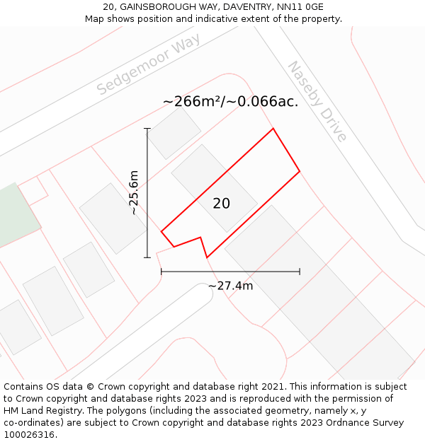 20, GAINSBOROUGH WAY, DAVENTRY, NN11 0GE: Plot and title map