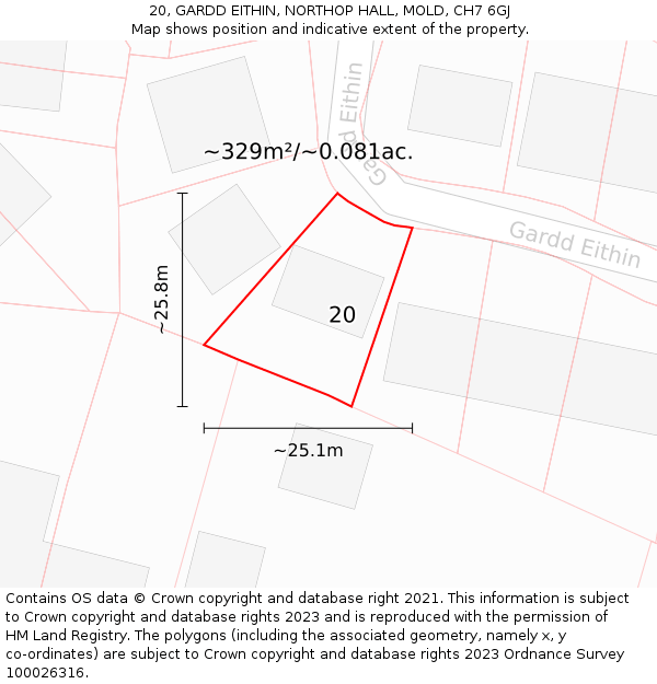 20, GARDD EITHIN, NORTHOP HALL, MOLD, CH7 6GJ: Plot and title map