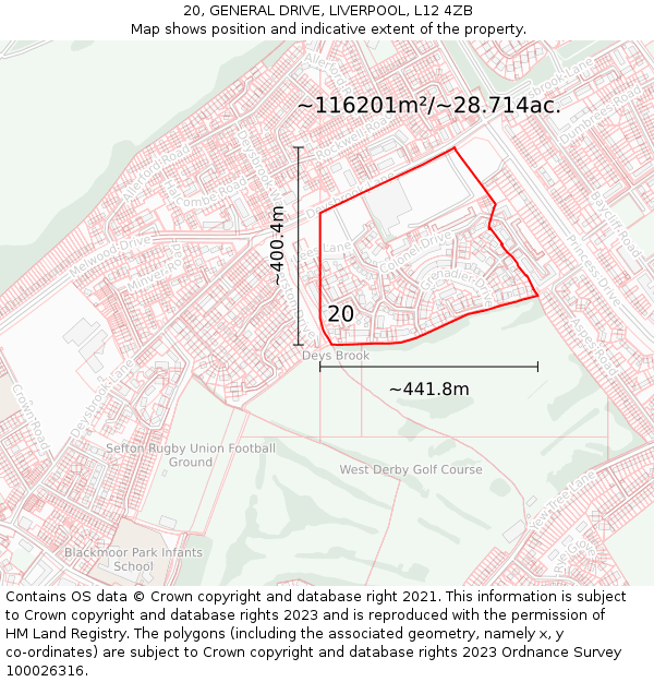 20, GENERAL DRIVE, LIVERPOOL, L12 4ZB: Plot and title map